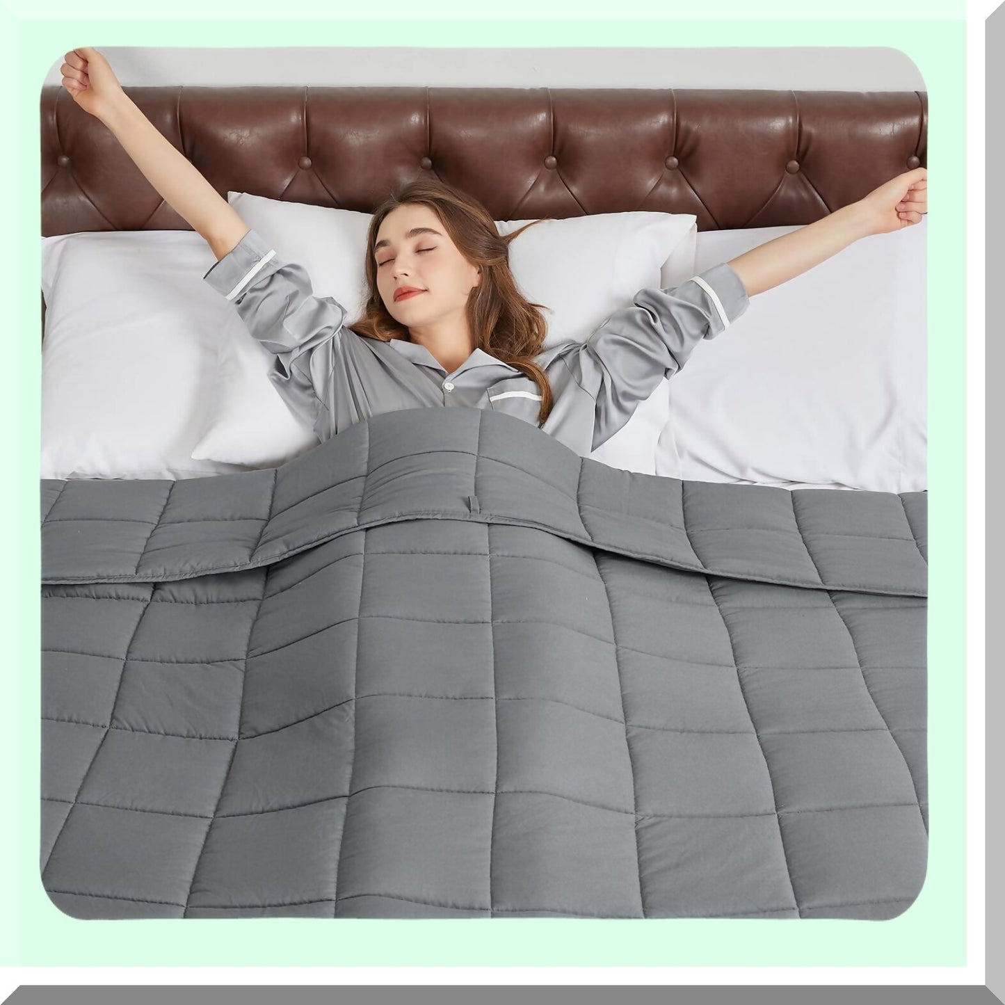 CalmRest 15 Lbs Weighted Blanket for Adults - Twin Size 48"x72" - Dark Grey - Ideal for 140-180 lb Users"