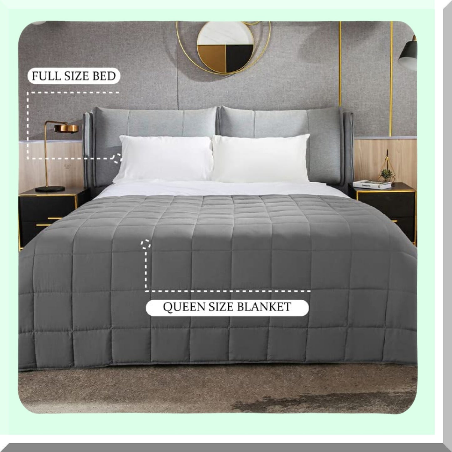 CalmRest 15 Lbs Weighted Blanket for Adults - Twin Size 48"x72" - Dark Grey - Ideal for 140-180 lb Users"