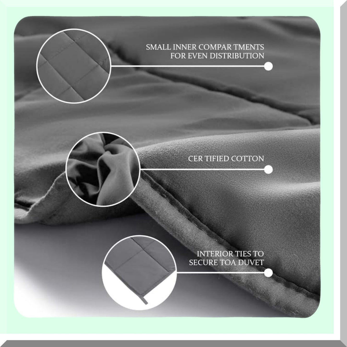 CalmRest 15 Lbs Weighted Blanket for Adults - Twin Size 48"x72" - Dark Grey - Ideal for 140-180 lb Users"