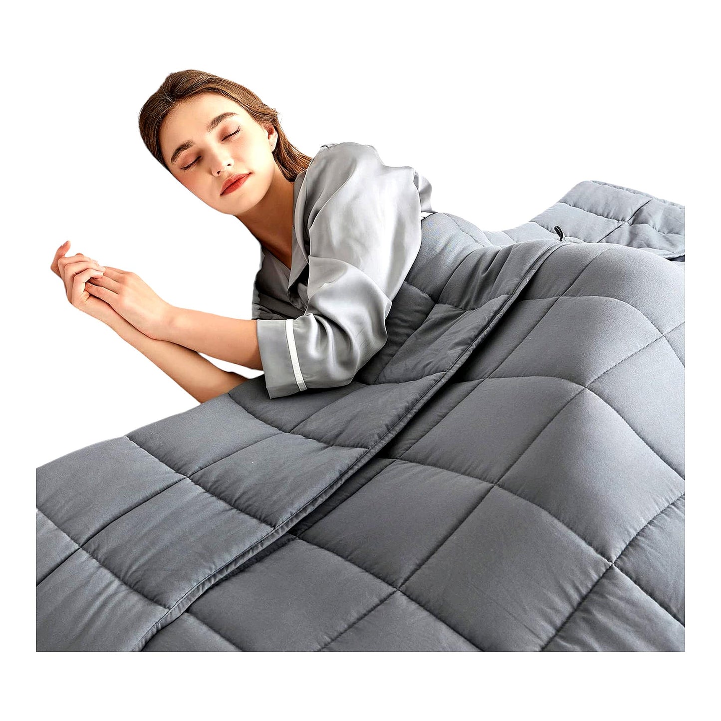 CalmRest 15 Lbs Weighted Blanket for Adults - Twin Size 48"x72" - Dark Grey - Ideal for 140-180 lb Users"