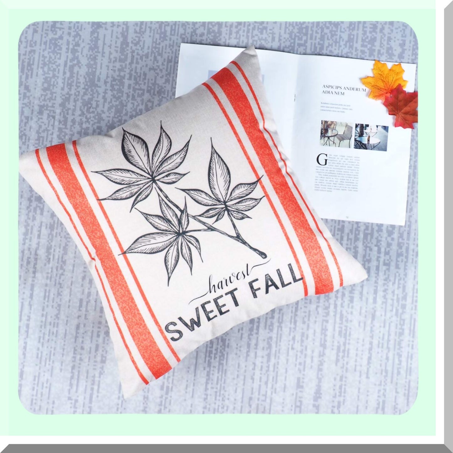 Harvest Pumpkin Farmhouse Pillowcase Set - Autumn Outdoor Decor - Fall Throw Pillow Covers 18x18 - Thanksgiving Patio Couch Sofa Decoration