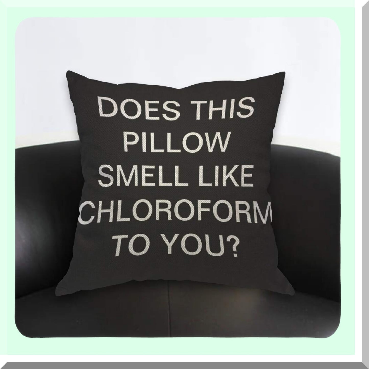 Chloroform Quote Throw Pillow Cover - Black Background Decorative Cushion Case for Home Couch Bed - 18x18 Inch Men Women Boy Girl Room Decor
