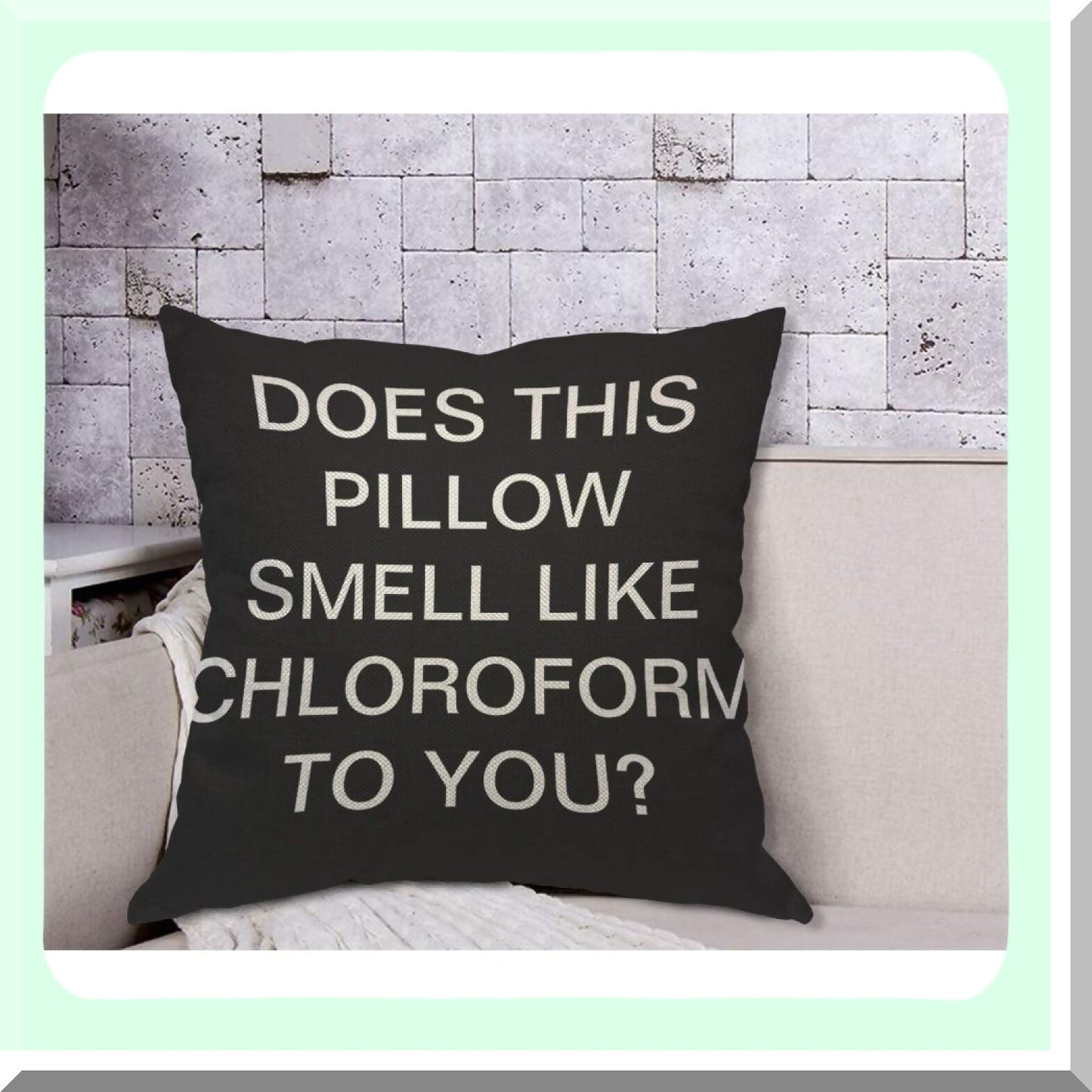Chloroform Quote Throw Pillow Cover - Black Background Decorative Cushion Case for Home Couch Bed - 18x18 Inch Men Women Boy Girl Room Decor