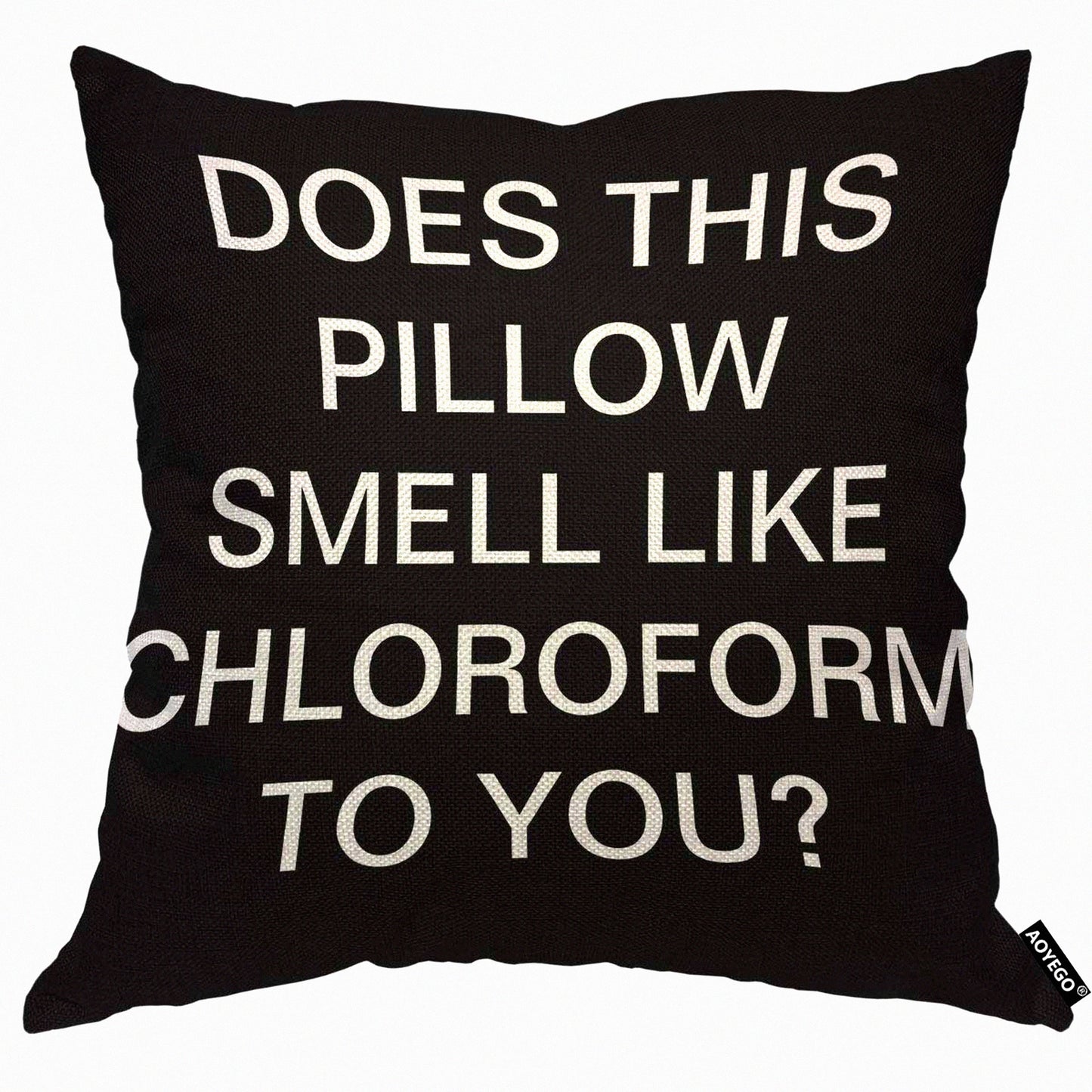 Chloroform Quote Throw Pillow Cover - Black Background Decorative Cushion Case for Home Couch Bed - 18x18 Inch Men Women Boy Girl Room Decor