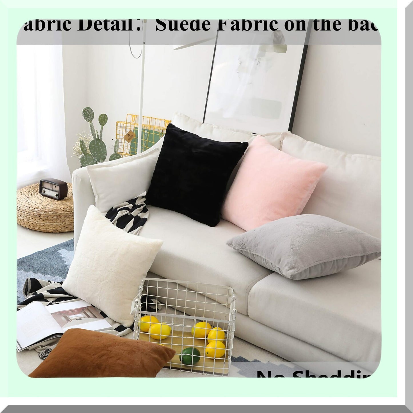 Luxury Mongolian Velvet Sheep Fluffy Throw Pillow Cover Set - Plush Rectangular Cushion Case for Bed Decor, Grey, 12x20 Inches, Pack of 2