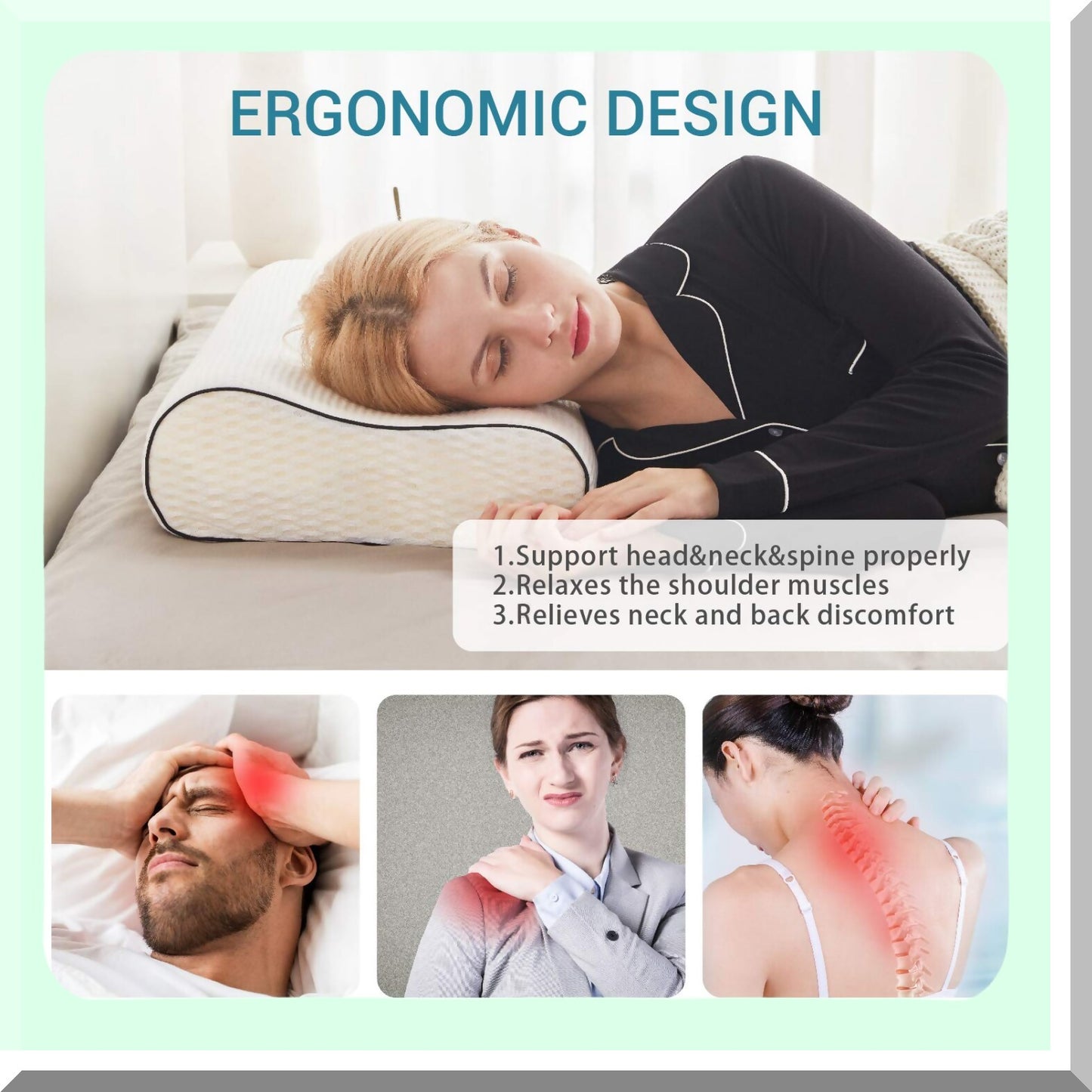 ErgoRest Memory Foam Contour Pillow - Adjustable Neck Support for Back, Stomach, Side Sleepers - Orthopedic Sleep Aid for Comfort & Relief