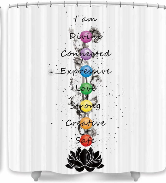 Colorful Chakra Yoga Meditation Shower Curtain 72x72 inches