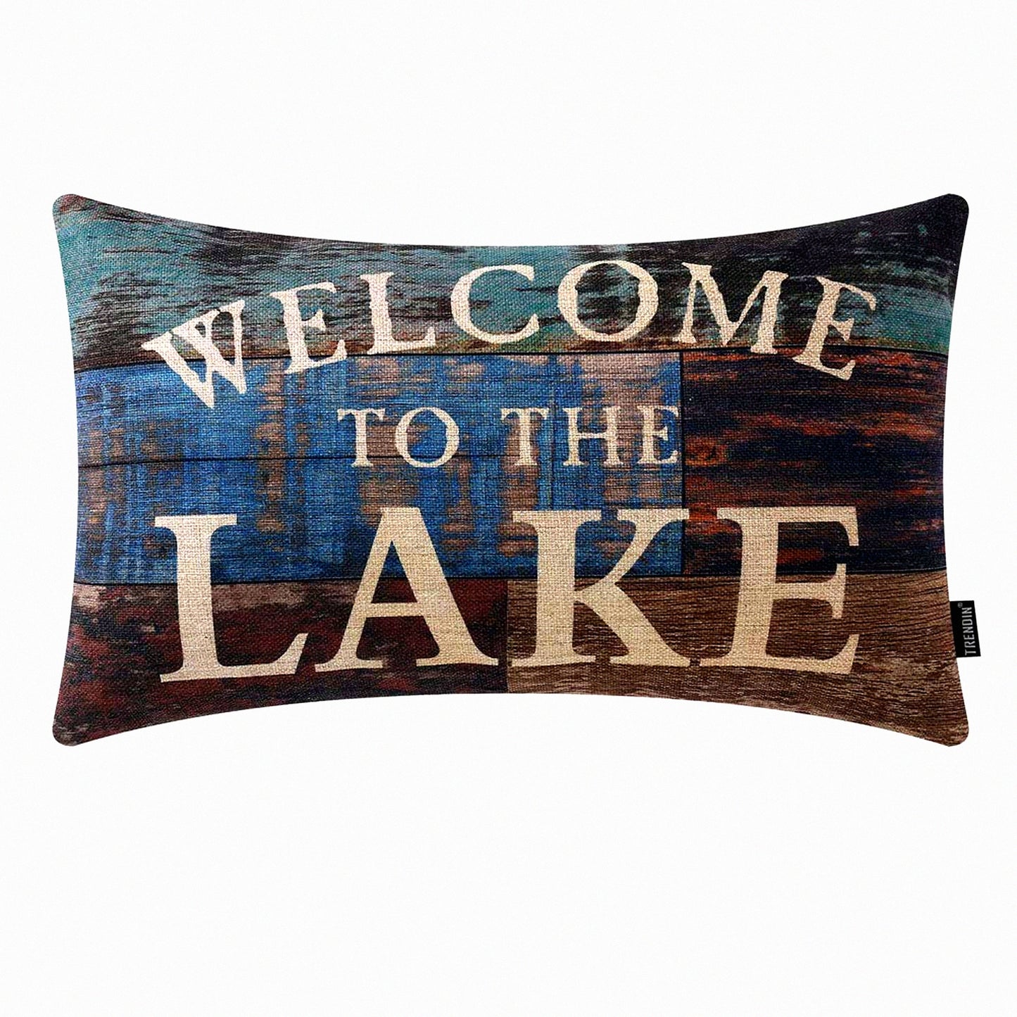 Rustic Lake House Wood Grain Pillow Cover - 12x20 Inch Decorative Cotton Linen Pillowcase - PL455TR Collection