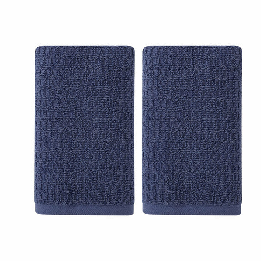 Hand Towel Set 2-Piece Dark Blue Cotton