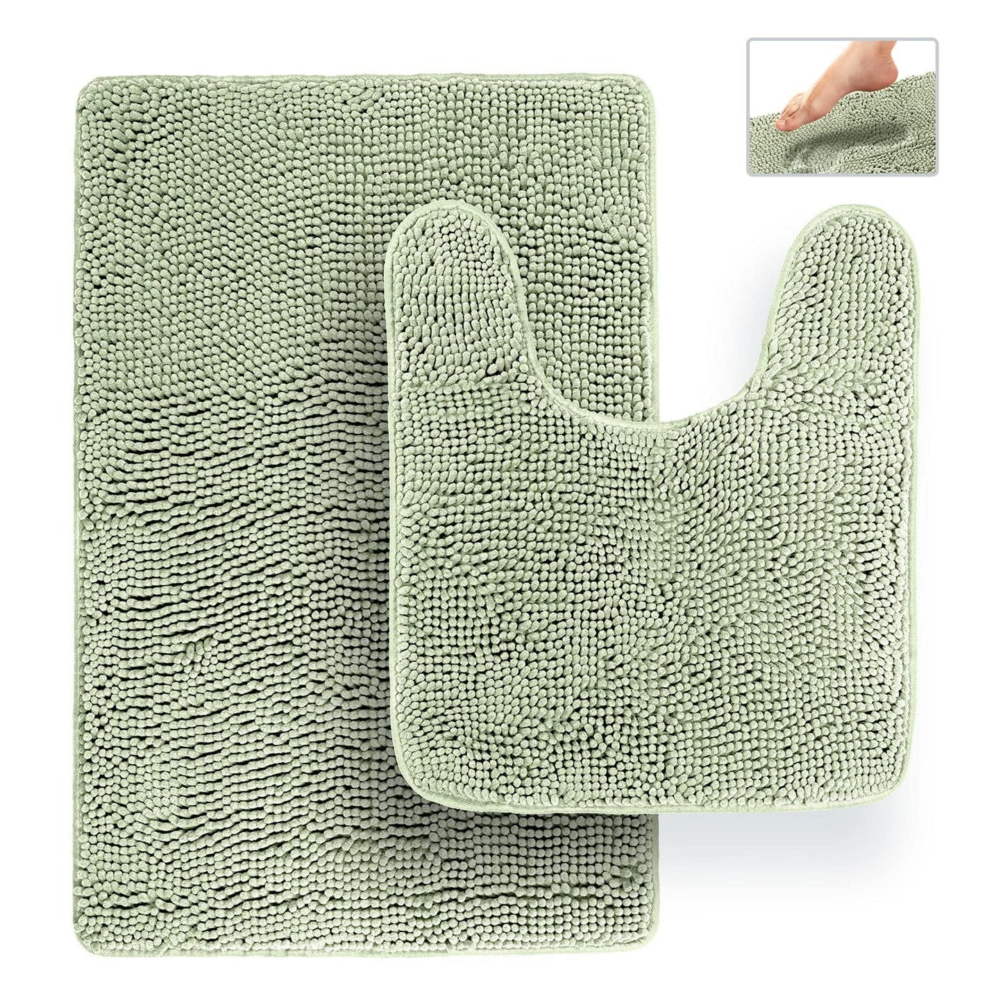 Bathroom Rugs and Mats Set Green 21"x32" 2 pcs