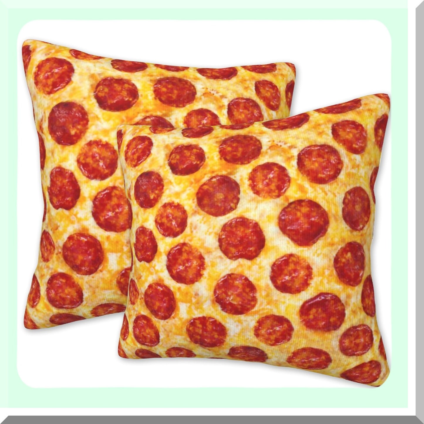 Pepperoni Pizza Throw Pillow Set - 18x18 Decorative Cushion Covers for Living Room & Bedroom Sofa - Pack of 2 Cozy Pillow Cases