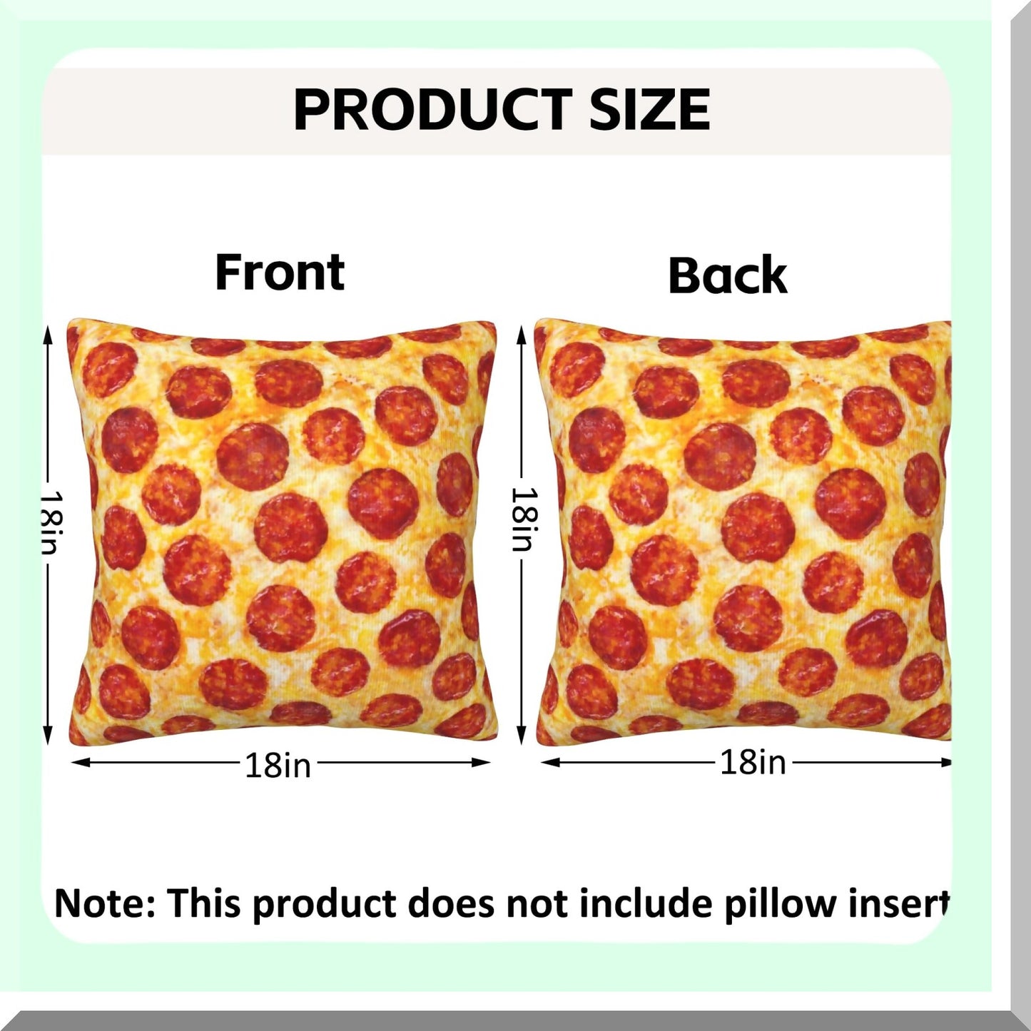 Pepperoni Pizza Throw Pillow Set - 18x18 Decorative Cushion Covers for Living Room & Bedroom Sofa - Pack of 2 Cozy Pillow Cases