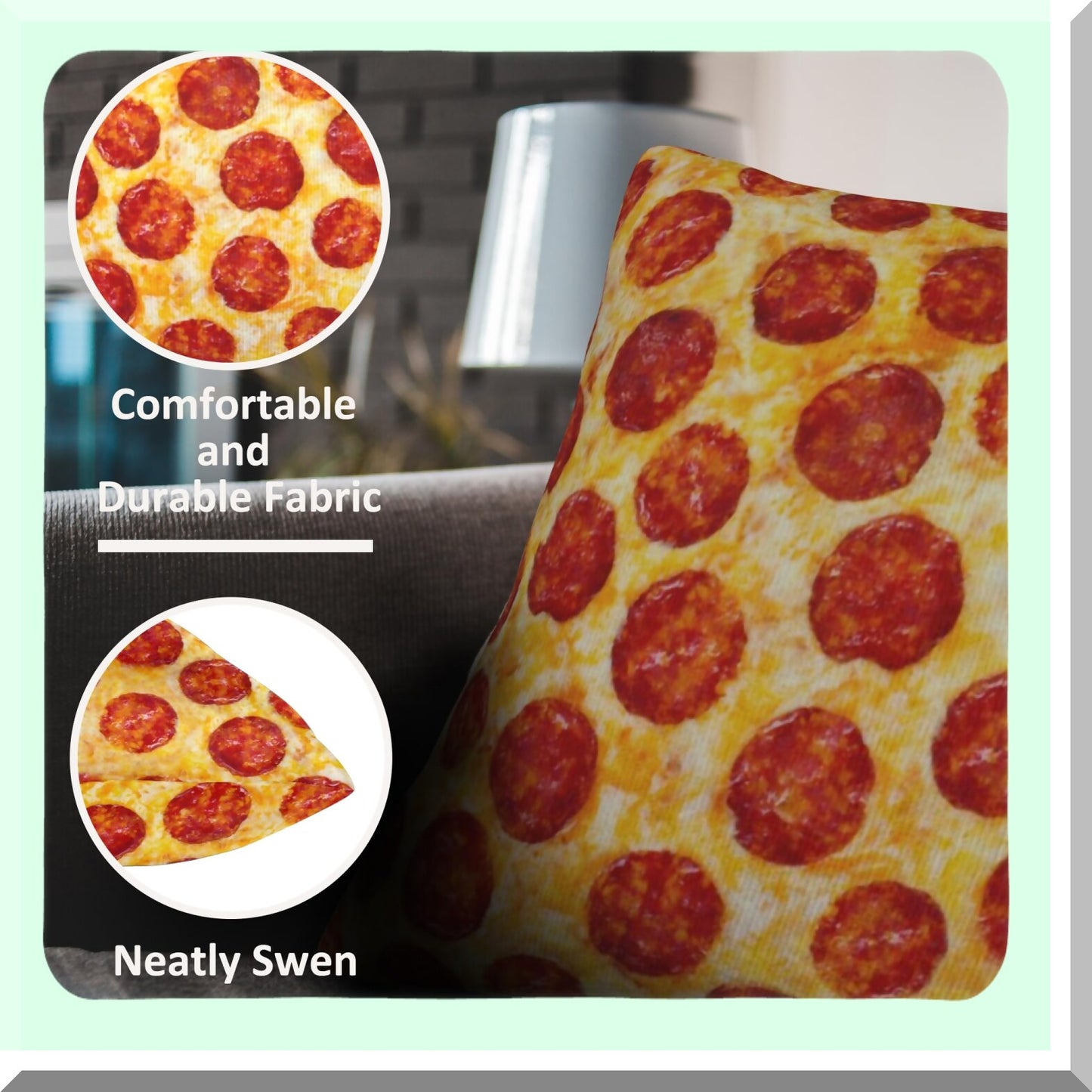 Pepperoni Pizza Throw Pillow Set - 18x18 Decorative Cushion Covers for Living Room & Bedroom Sofa - Pack of 2 Cozy Pillow Cases