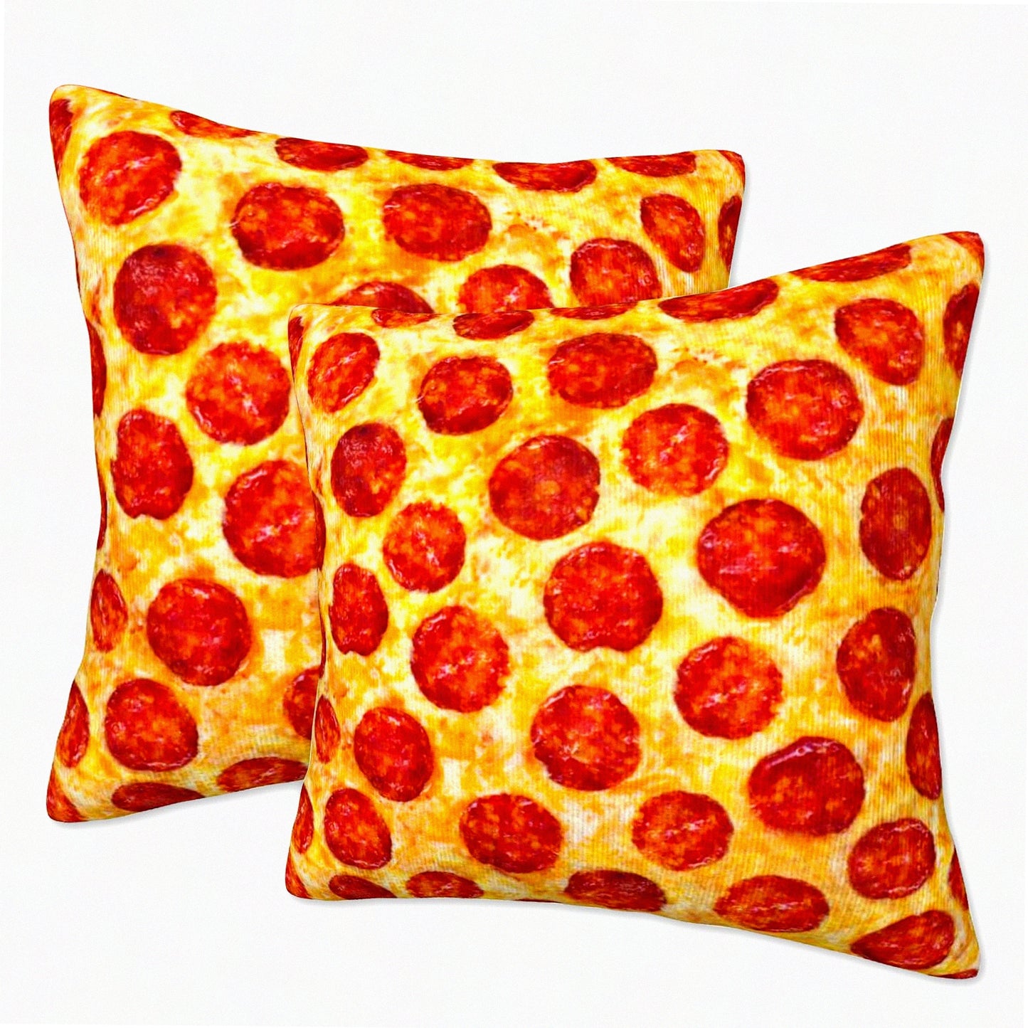 Pepperoni Pizza Throw Pillow Set - 18x18 Decorative Cushion Covers for Living Room & Bedroom Sofa - Pack of 2 Cozy Pillow Cases