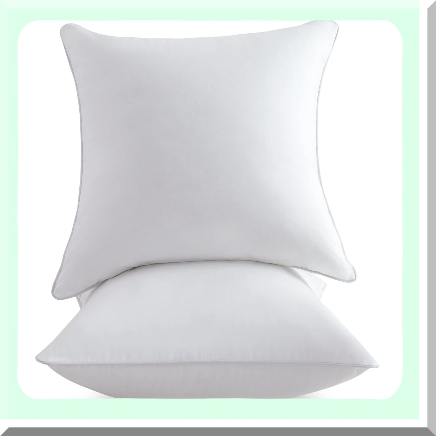 Cotton Comfort Square Pillow Inserts - Set of 2 | Down Alternative Cushions for Chair, Bed, Couch, Car | Decorative White Sofa Sham Stuffer Form