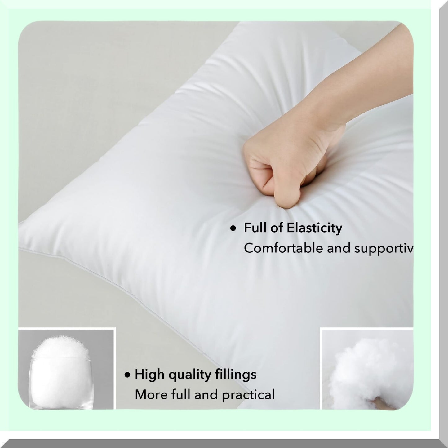 Cotton Comfort Square Pillow Inserts - Set of 2 | Down Alternative Cushions for Chair, Bed, Couch, Car | Decorative White Sofa Sham Stuffer Form