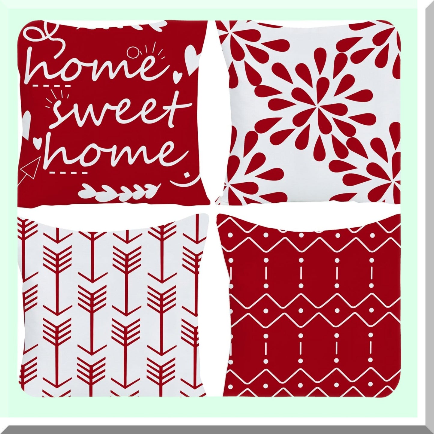 Cozy Comfort Pillow Cover Set - 20x20 Cotton Linen Throw Pillows for Home Decor - Red Sofa Couch Bed Car Accessories - 50x50cm Square Cushion Case