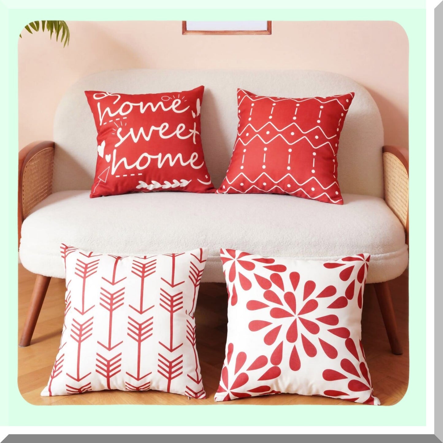 Cozy Comfort Pillow Cover Set - 20x20 Cotton Linen Throw Pillows for Home Decor - Red Sofa Couch Bed Car Accessories - 50x50cm Square Cushion Case