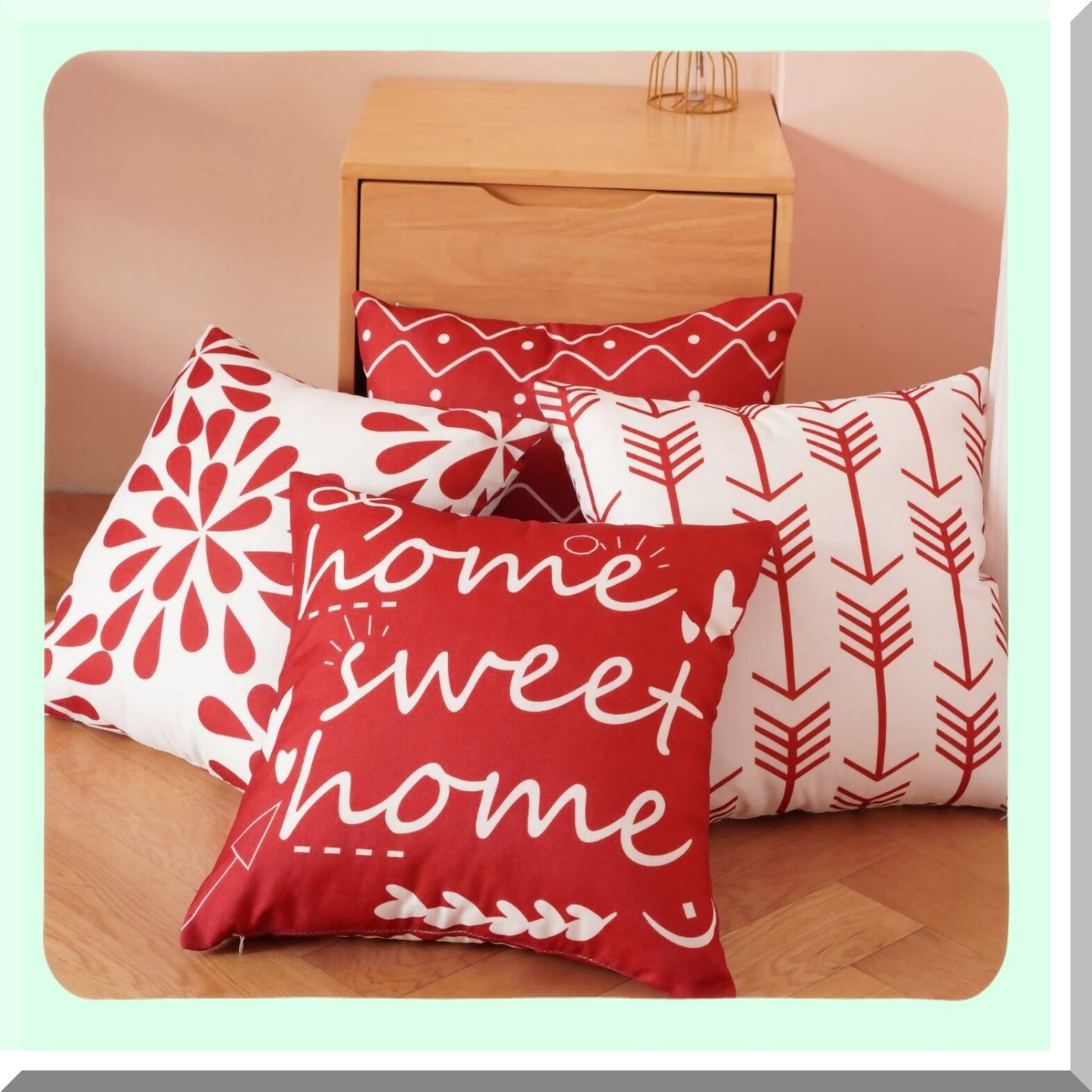 Cozy Comfort Pillow Cover Set - 20x20 Cotton Linen Throw Pillows for Home Decor - Red Sofa Couch Bed Car Accessories - 50x50cm Square Cushion Case