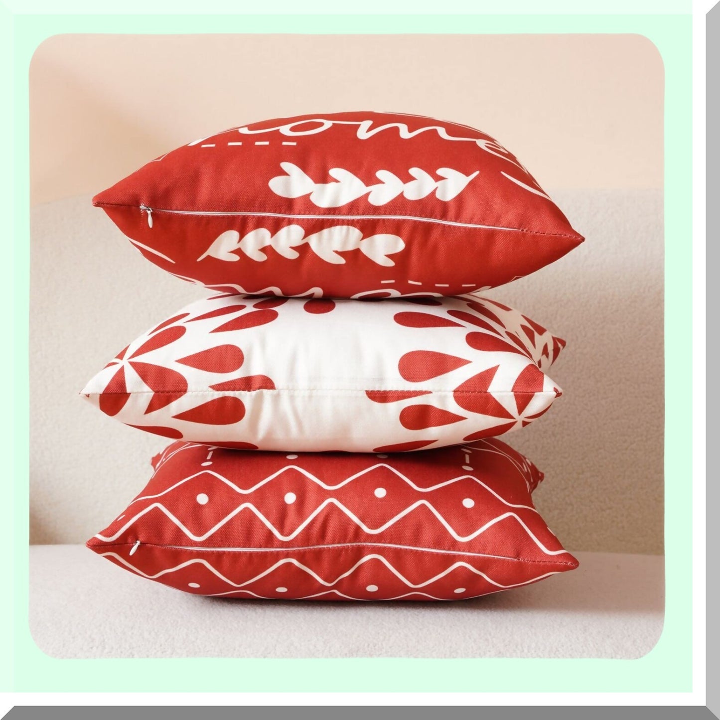 Cozy Comfort Pillow Cover Set - 20x20 Cotton Linen Throw Pillows for Home Decor - Red Sofa Couch Bed Car Accessories - 50x50cm Square Cushion Case