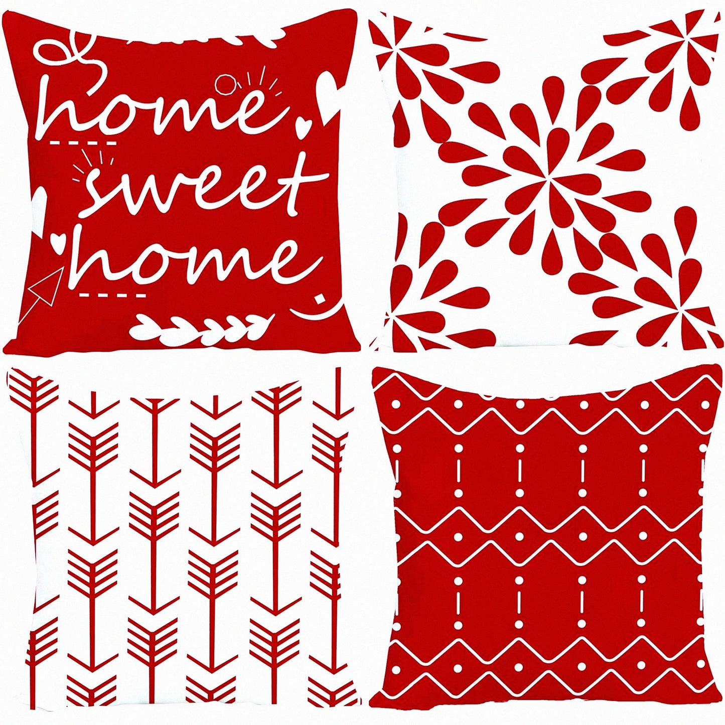 Cozy Comfort Pillow Cover Set - 20x20 Cotton Linen Throw Pillows for Home Decor - Red Sofa Couch Bed Car Accessories - 50x50cm Square Cushion Case