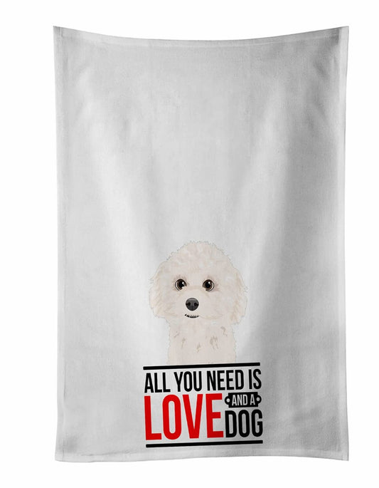 Poodle Toy White Kitchen Towel Set 2