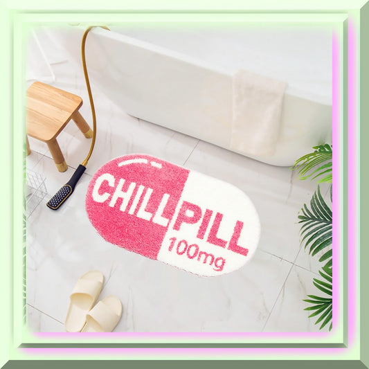 Pink Chill Pill Bath Mat 27.5" x 15.5" Non Slip