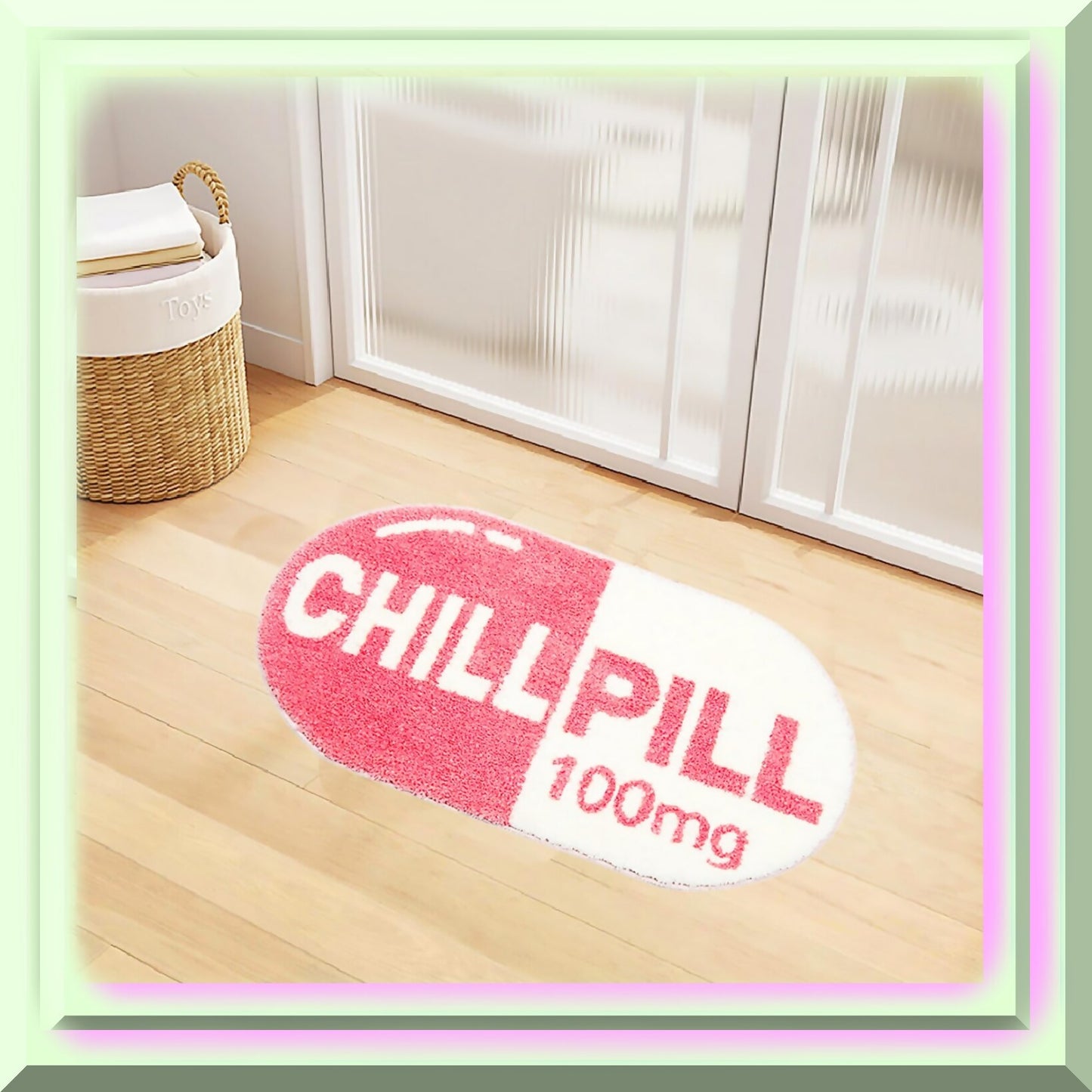 Pink Chill Pill Bath Mat 27.5" x 15.5" Non Slip