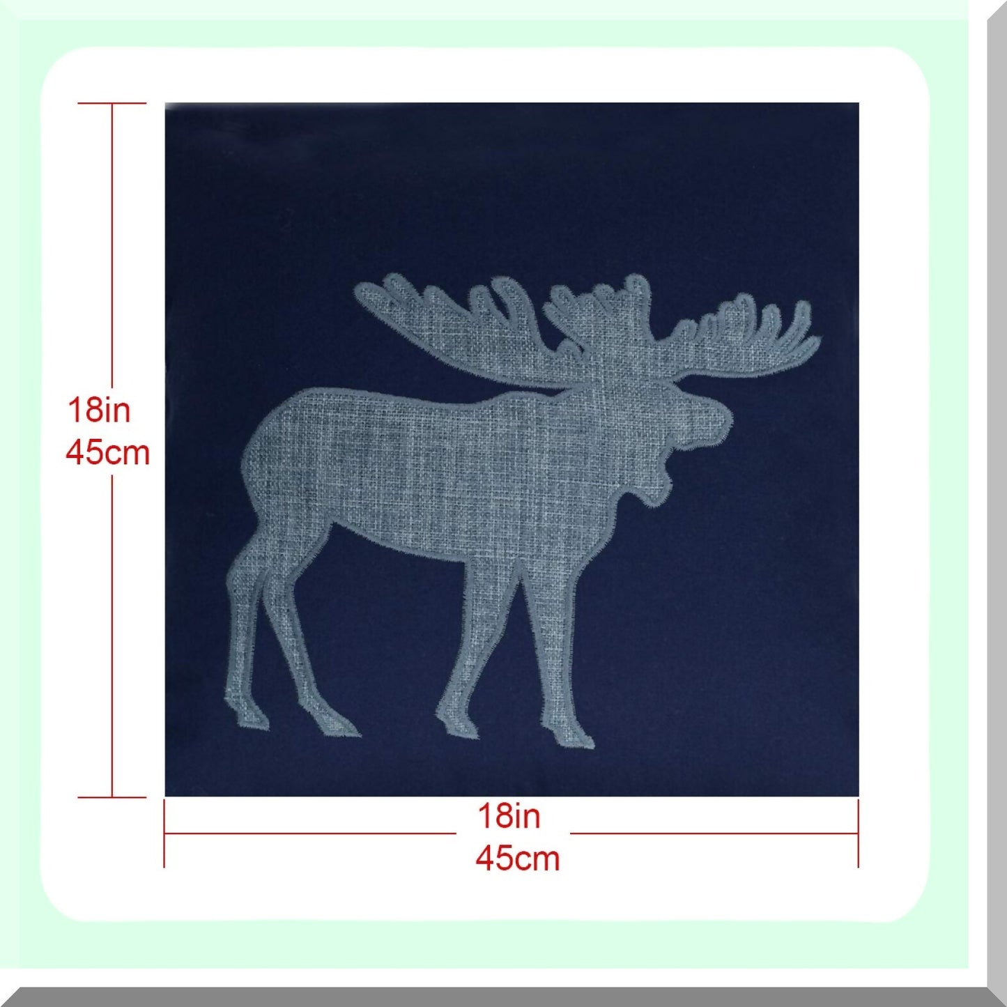 Moose Decor Navy Cotton Pillowcase - Sofa Cushion Cover 18x18 - Soft & Stylish Home Decor - Moose Print Pillow Cover - Navy Blue Accent Pillow
