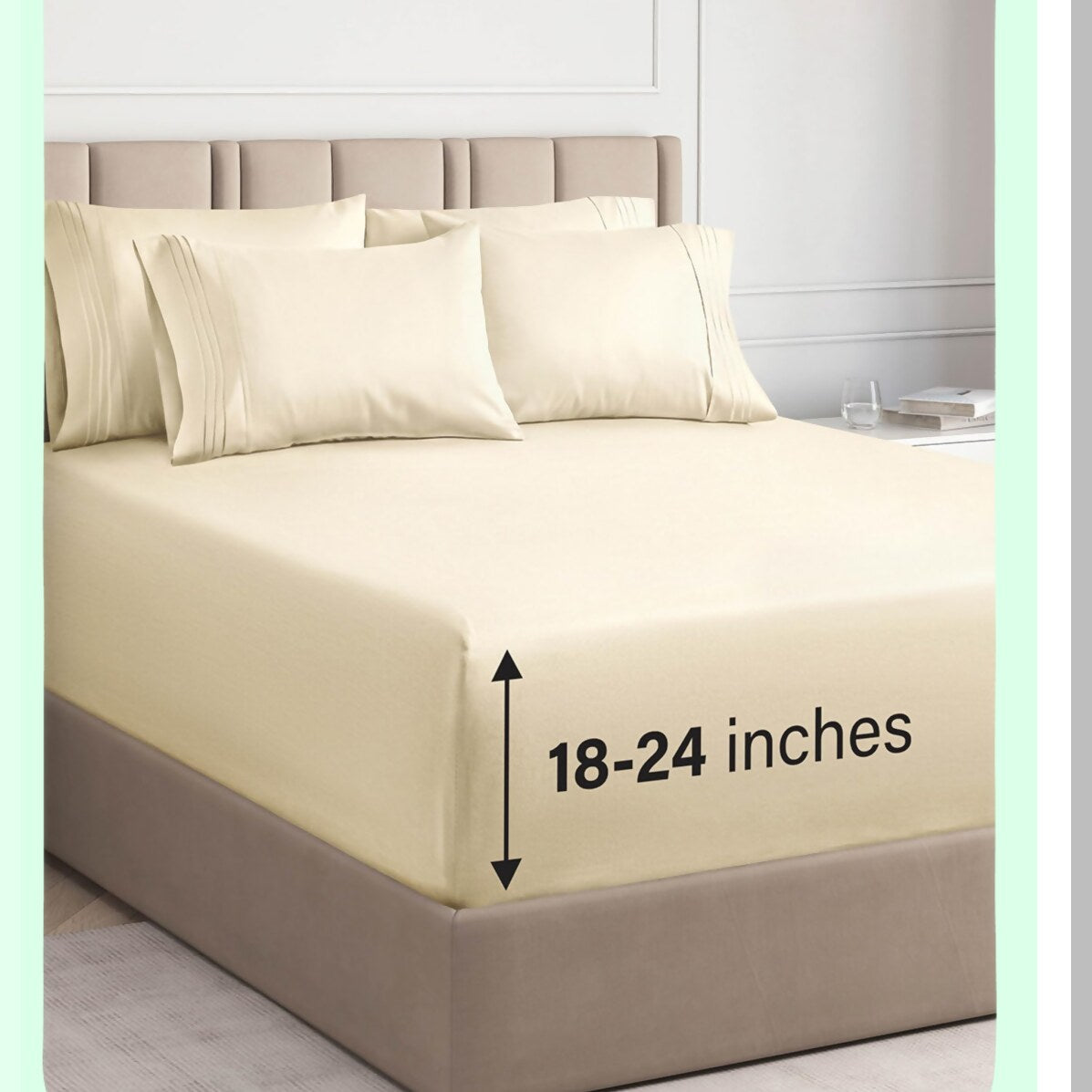 CoolBreeze Comfort Queen Sheet Set - 6 Piece Breathable Cooling Sheets for Hotel Luxury Bed - Easy Fit Soft Wrinkle Free Comfy Off White Sheets with Extra Deep Pockets