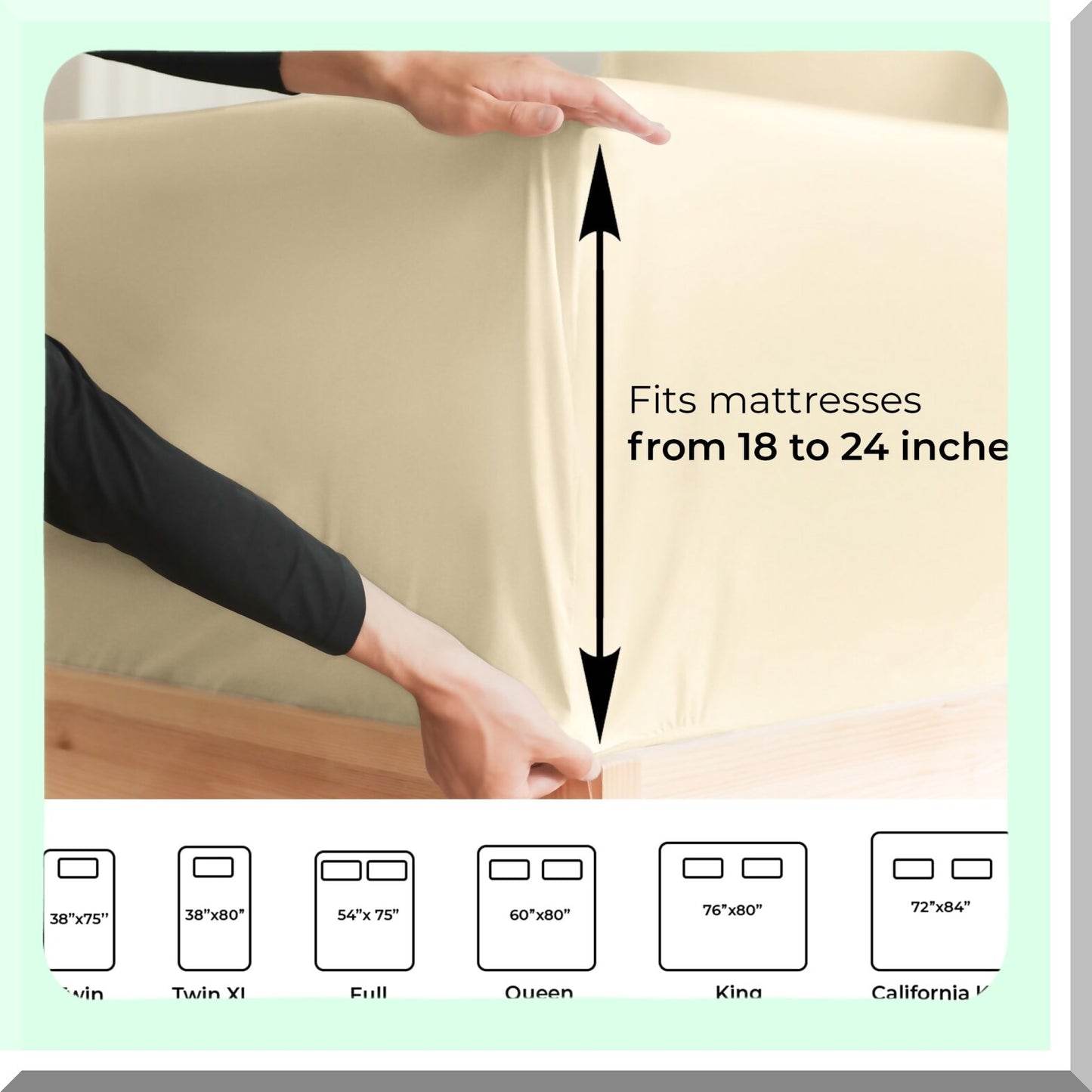 CoolBreeze Comfort Queen Sheet Set - 6 Piece Breathable Cooling Sheets for Hotel Luxury Bed - Easy Fit Soft Wrinkle Free Comfy Off White Sheets with Extra Deep Pockets