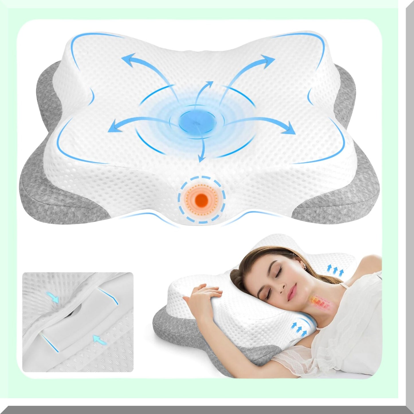 ErgoRest Contour Memory Foam Pillow - Neck & Shoulder Pain Relief, Side Sleeper Pillow for Adults, 2 Heights Ergonomic Design for Back & Stomach Sleepers