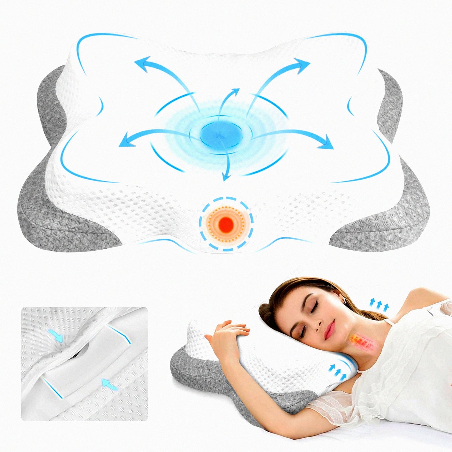 ErgoRest Contour Memory Foam Pillow - Neck & Shoulder Pain Relief, Side Sleeper Pillow for Adults, 2 Heights Ergonomic Design for Back & Stomach Sleepers