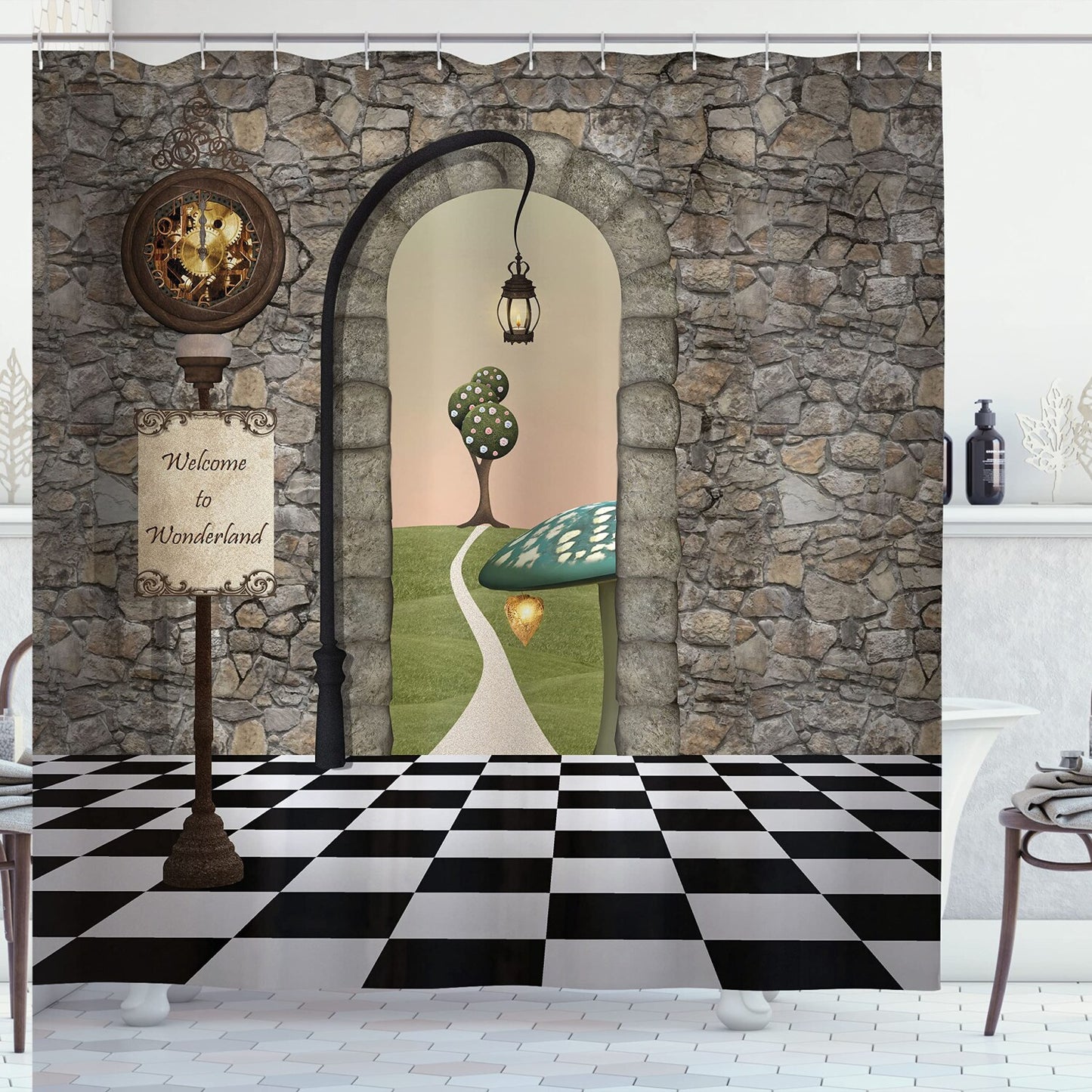 Alice in Wonderland Shower Curtain 69" x 84" Multicolor