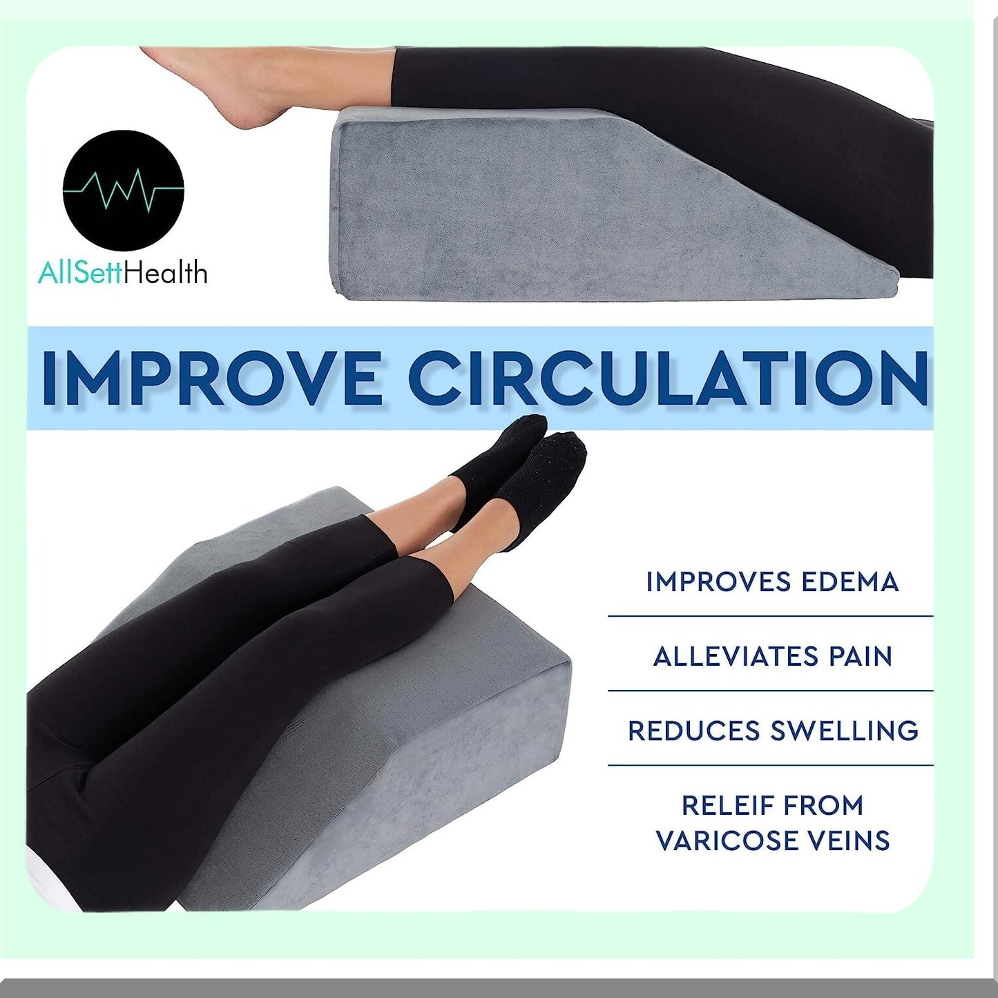 OrthoRelief Leg Elevator - Memory Foam Leg Rest Wedge for Foot, Ankle, Hip, Knee Pain Relief. Improve Blood Circulation, Recover from Injuries.