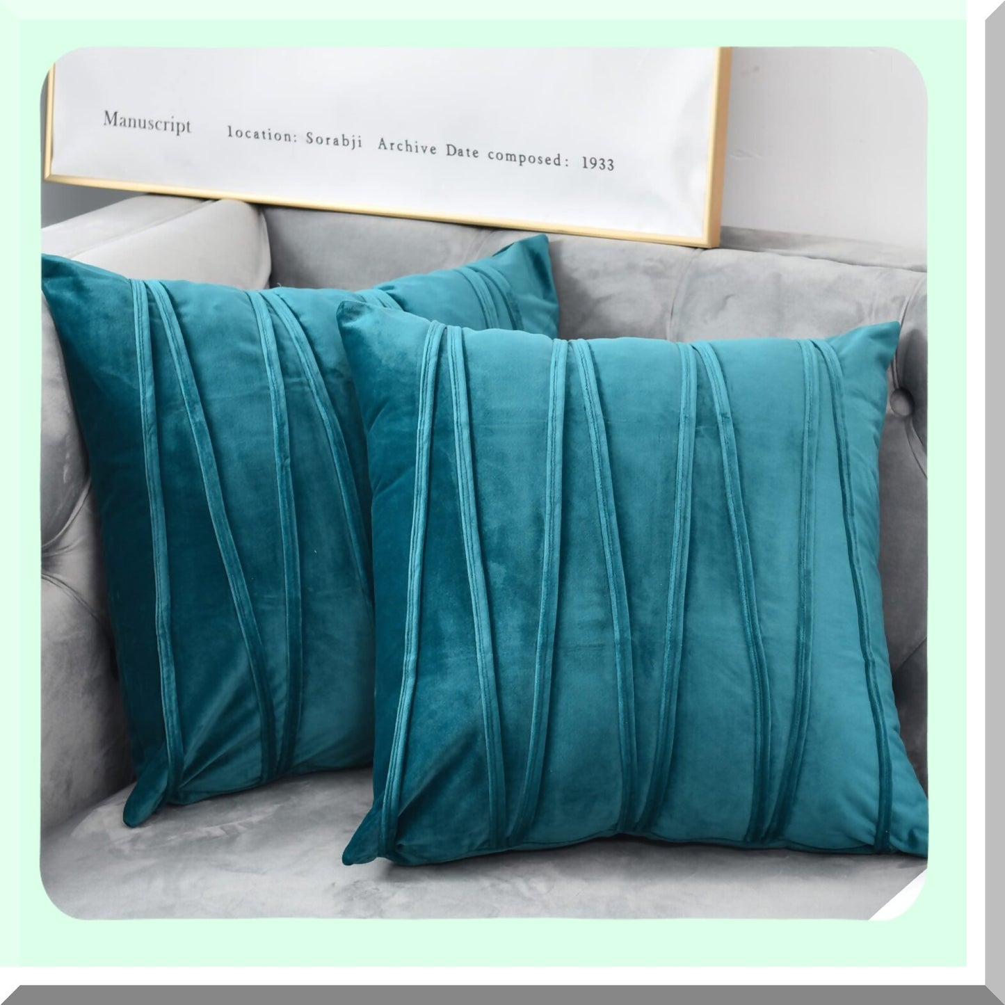 Luxury Velvet Accent Pillow Set - Plush Teal Sofa Throw Covers for Living Room Decor - Square Cushion Cases 18X18 - Bed Couch Pillows