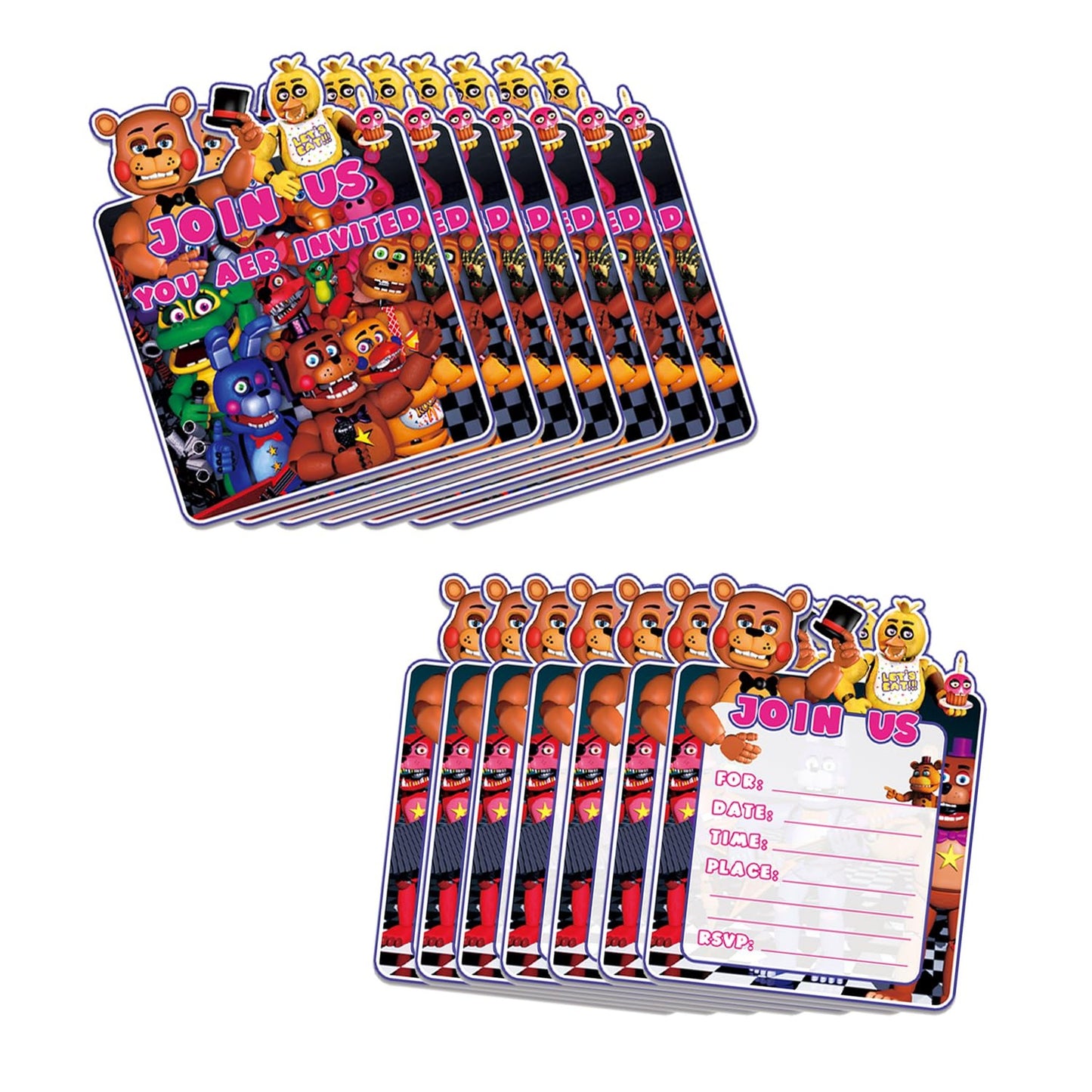 20 Pack Five Nights Birthday Invitation Cards for Kids
