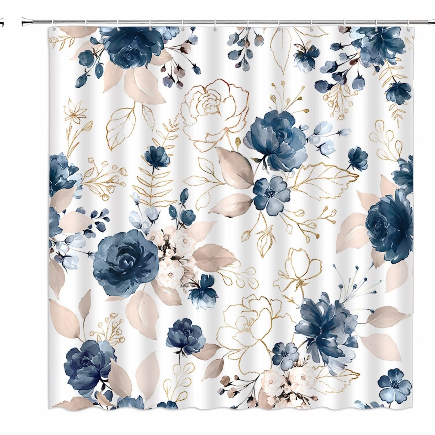Blue Floral Shower Curtain 70x70 Inches