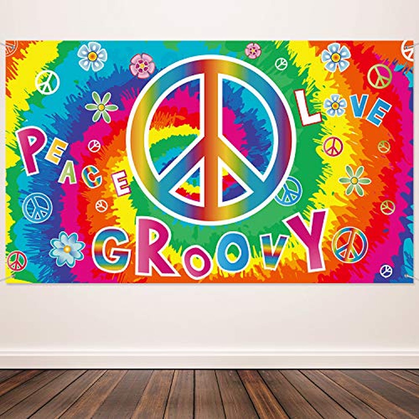 60's Hippie Party Banner for Groovy Photo Backdrop