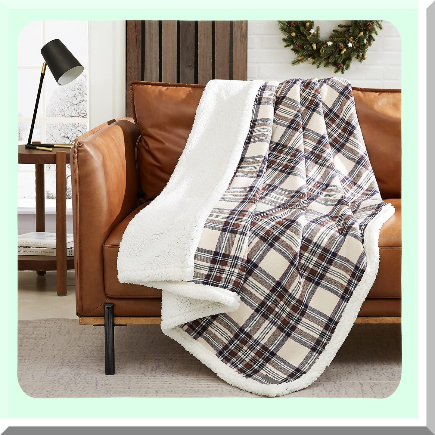 CozyEdge Reversible Sherpa Fleece Throw Blanket - All-Season Home Decor in Khaki