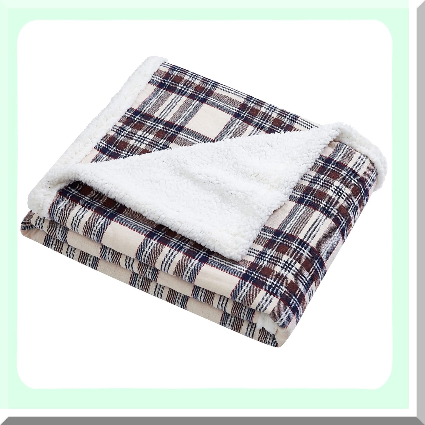 CozyEdge Reversible Sherpa Fleece Throw Blanket - All-Season Home Decor in Khaki