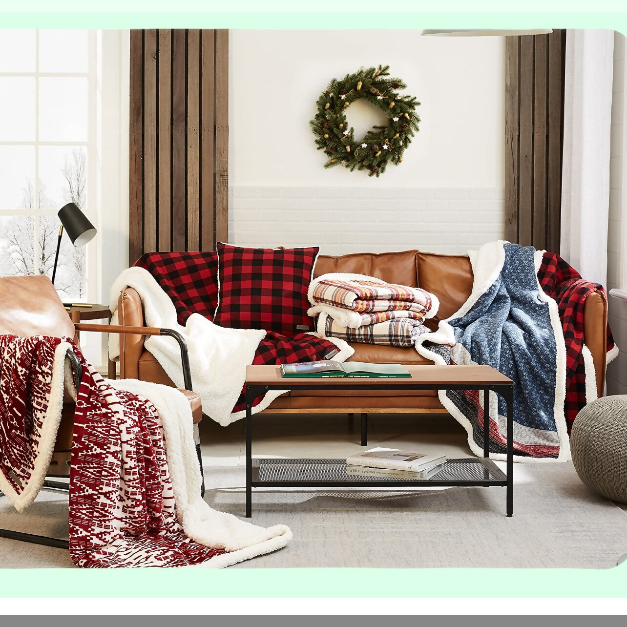 CozyEdge Reversible Sherpa Fleece Throw Blanket - All-Season Home Decor in Khaki