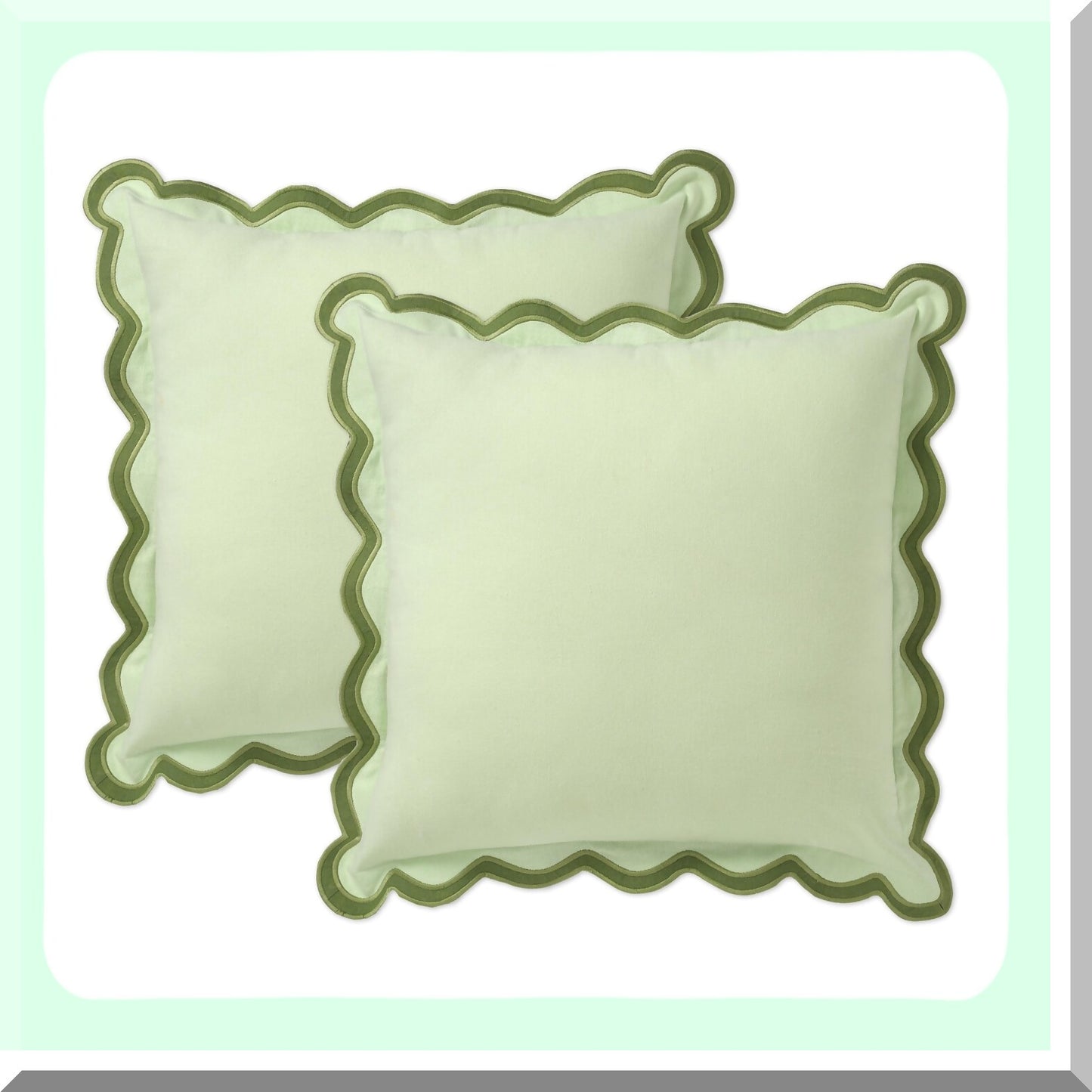 Boho Chic Cotton Pillow Covers - 20x20 Decorative Couch Pillows for Living Room. Aesthetic Outdoor Pillows in Forest Sage. Preppy Boho Throws.