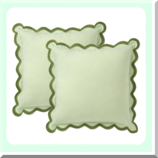 Boho Chic Cotton Pillow Covers - 20x20 Decorative Couch Pillows for Living Room. Aesthetic Outdoor Pillows in Forest Sage. Preppy Boho Throws.