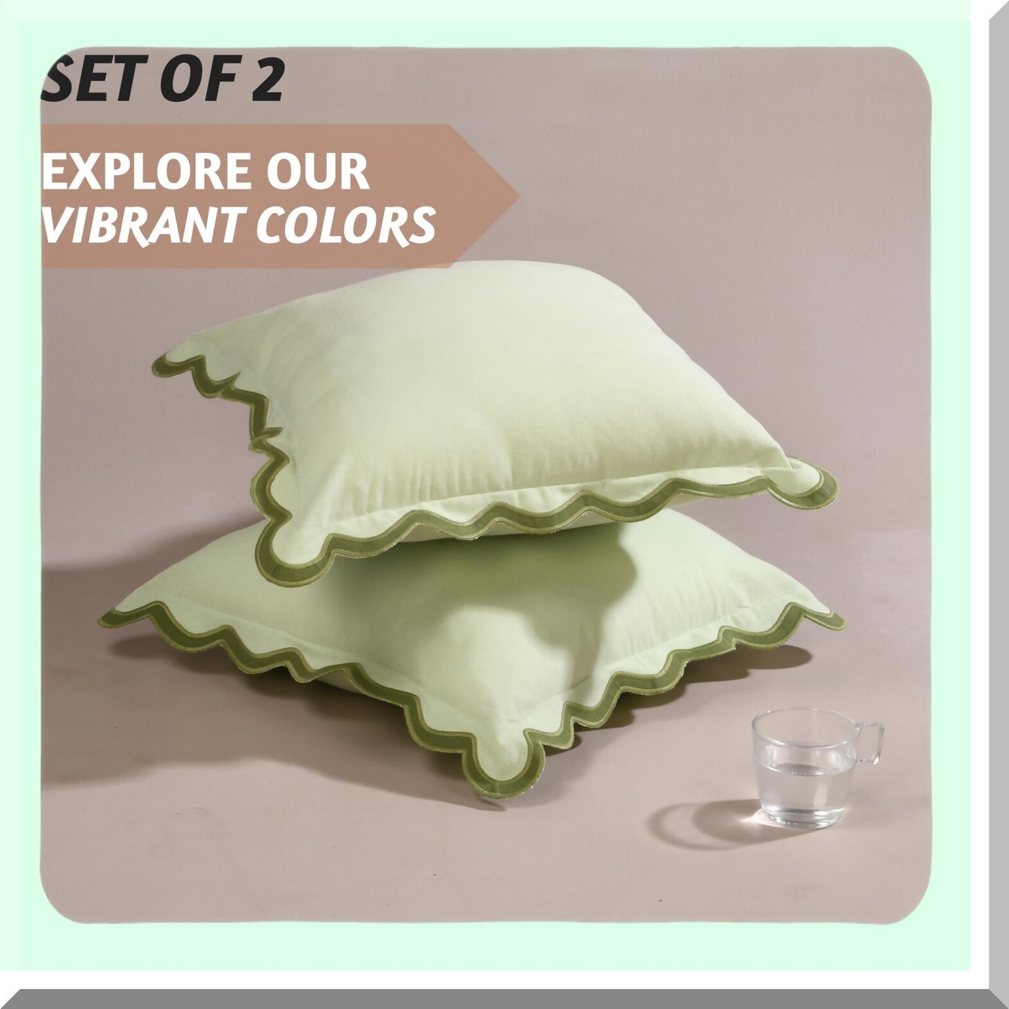 Boho Chic Cotton Pillow Covers - 20x20 Decorative Couch Pillows for Living Room. Aesthetic Outdoor Pillows in Forest Sage. Preppy Boho Throws.