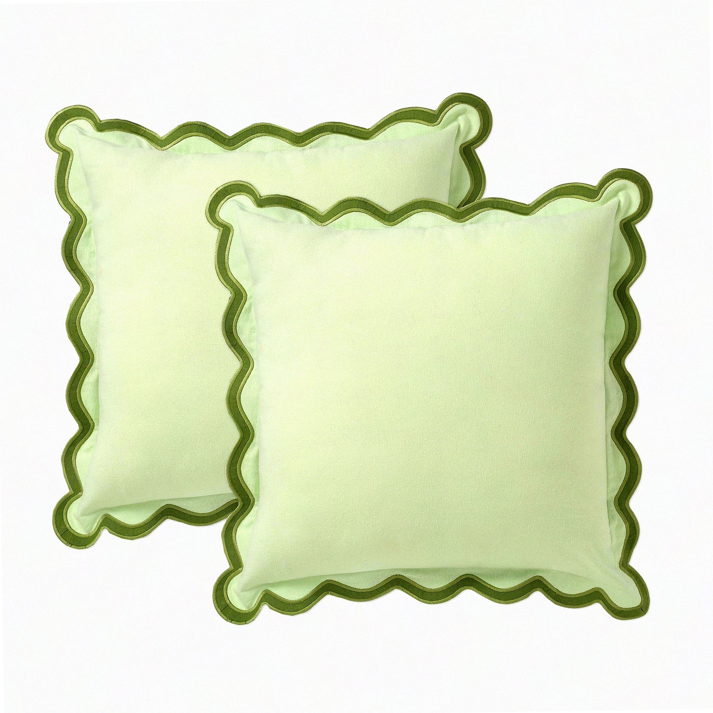 Boho Chic Cotton Pillow Covers - 20x20 Decorative Couch Pillows for Living Room. Aesthetic Outdoor Pillows in Forest Sage. Preppy Boho Throws.