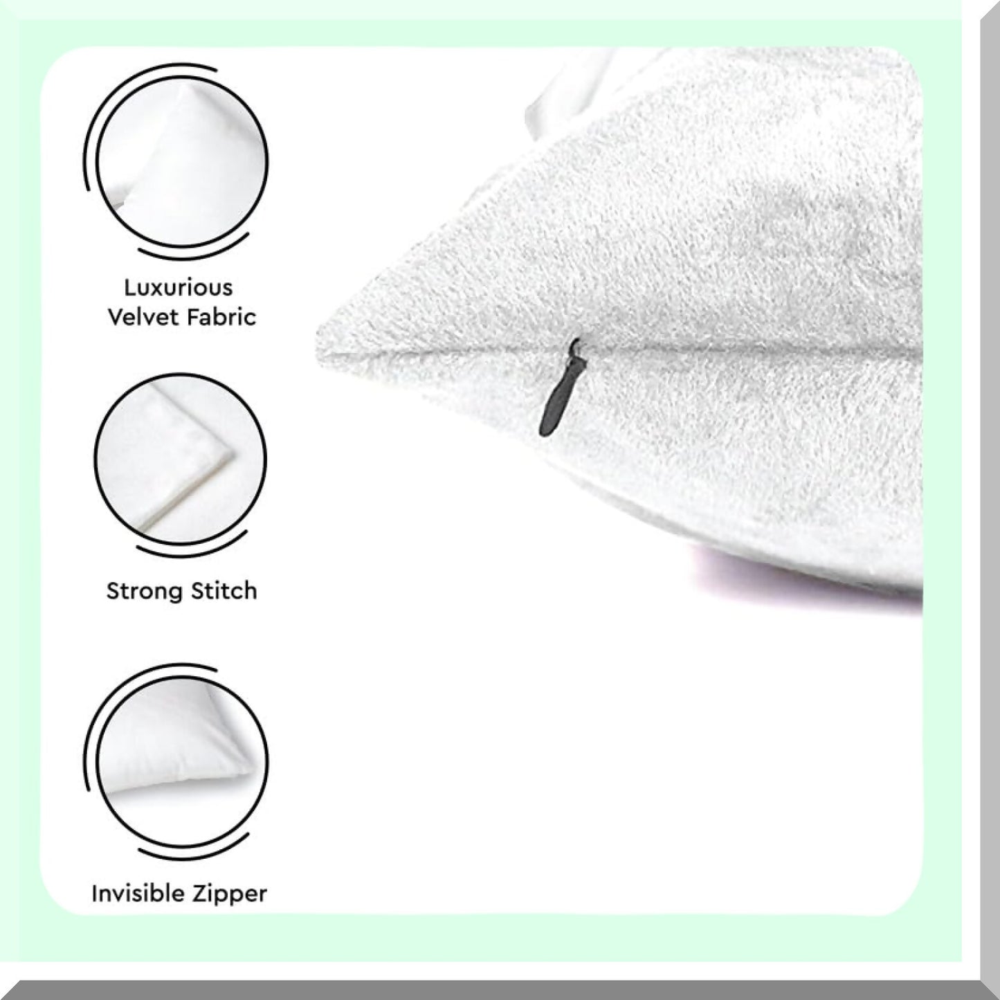 Luxury White Velvet Pillow Cover Set - 20x20 Inch Solid Plain Dyed Soft Pillowcase - Thanksgiving Decorative Sham - Smooth Square Cushion Case - Pack of 2