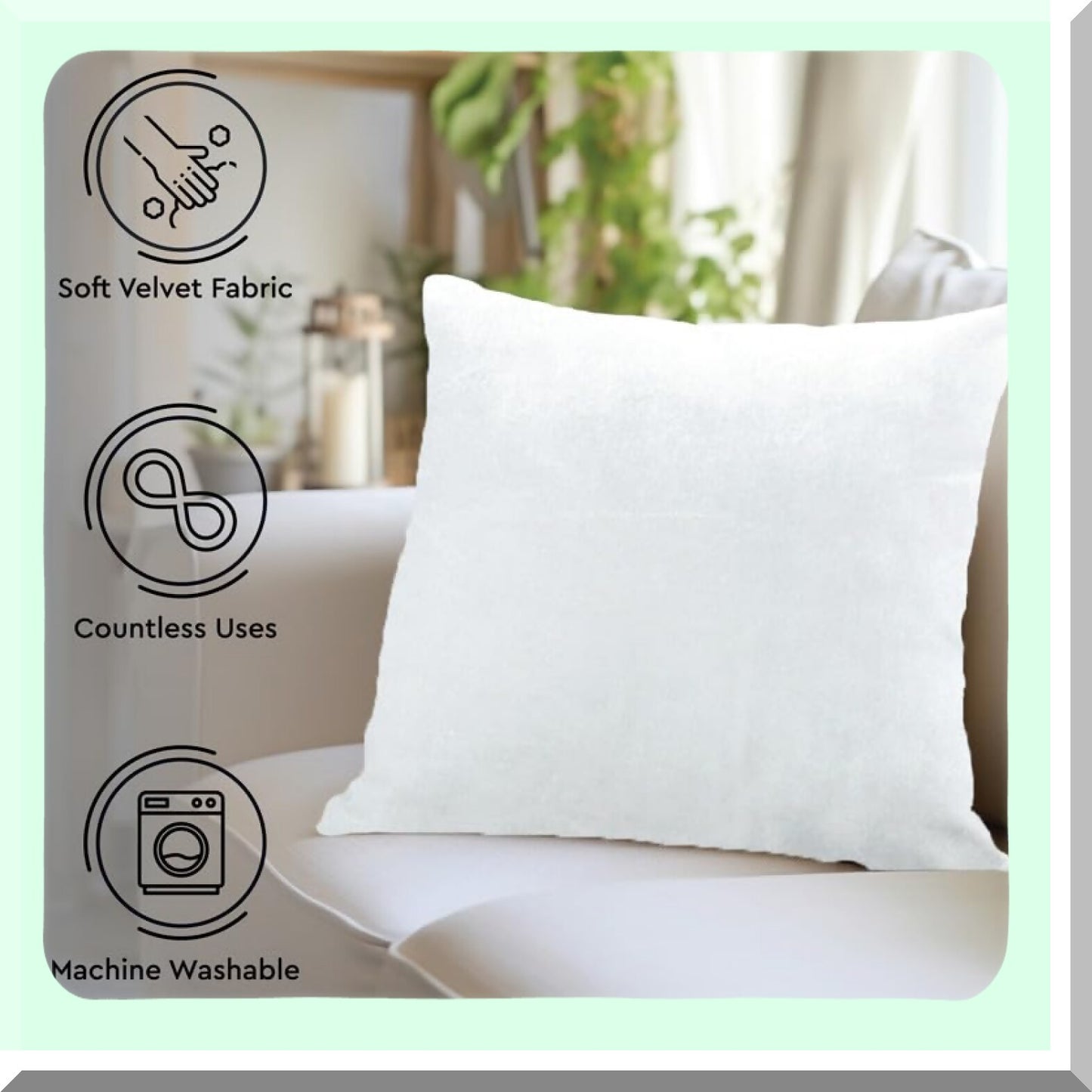 Luxury White Velvet Pillow Cover Set - 20x20 Inch Solid Plain Dyed Soft Pillowcase - Thanksgiving Decorative Sham - Smooth Square Cushion Case - Pack of 2