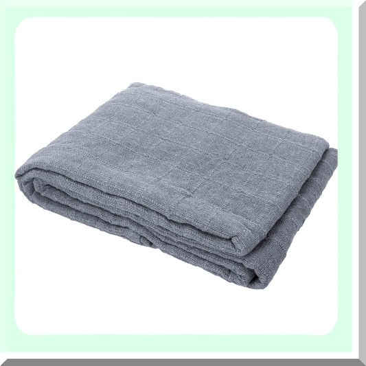 CozyWeave 100% Cotton Gray Throw Blanket - Super Soft, Breathable, Lightweight, Woven Checker Pattern, 68x90 inches - Perfect Gift