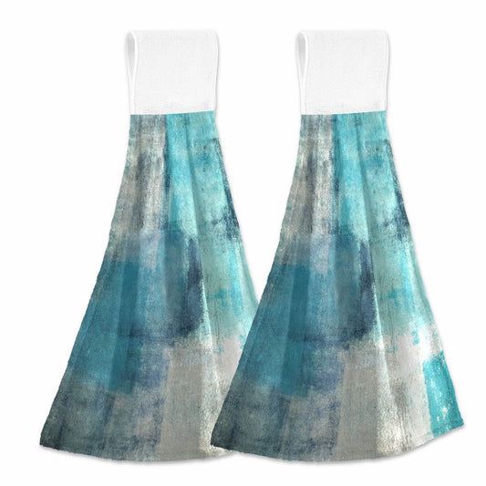 Teal Turquoise Hanging Kitchen Towels 2 Pack